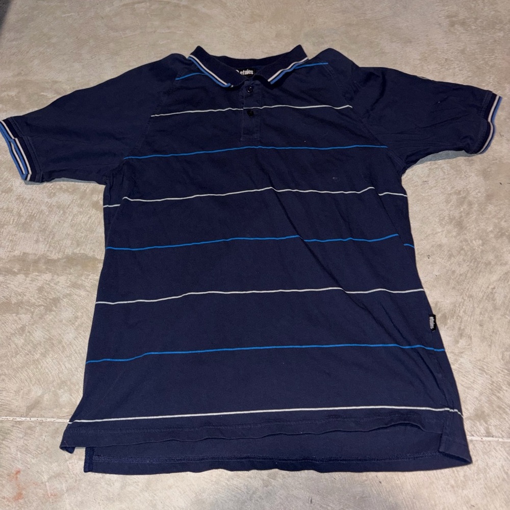 Etnies Navy Polo with Blue and White Stripes